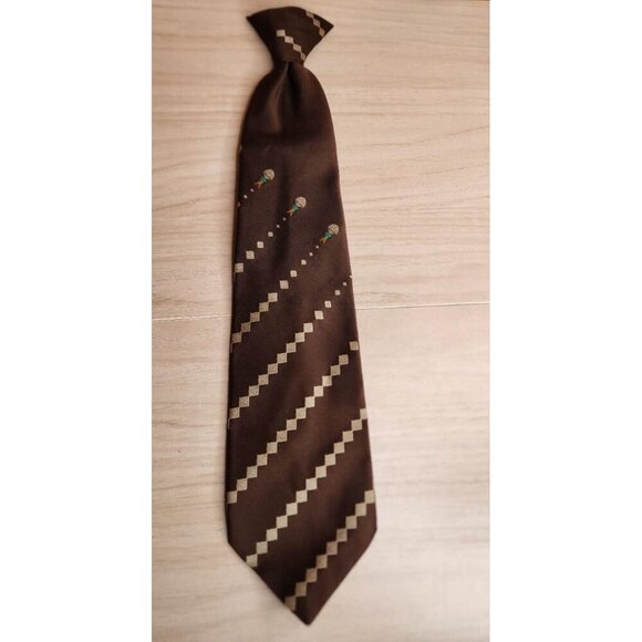 Vintage 1970 Tie Wide Brown Geometric Parachute Necktie Polyester Wembley Wemlon - Picture 1 of 8